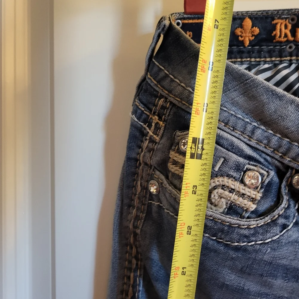 Rock Revival Women's Capri Vivian Crop Jeans Rhinestone Size 25